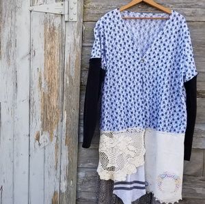 Vintage Kimono Duster High Low Upcycled